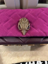 Kurt Geiger Mini Kensington Fuschia Suede and Leather Crossbody Bag