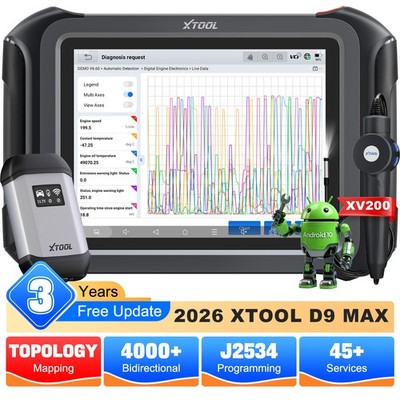 XTOOL D9 MAX XV200 OBD2 Scanner J2534 ECU-Programmierung Schlüsselprogrammierer