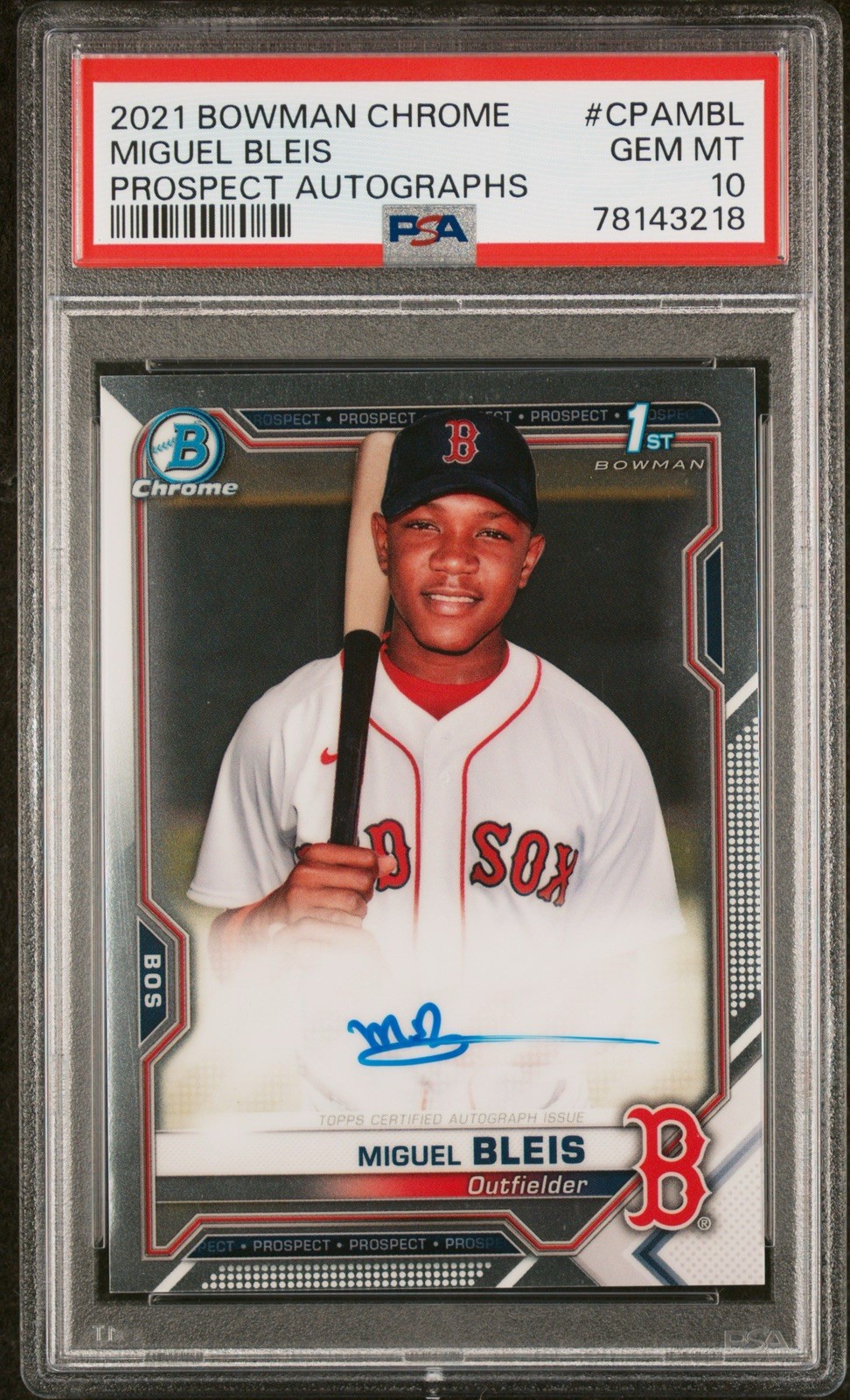 2021 Bowman Chrome - Prospect Autographs Miguel Bleis #CPA-MBL RC PSA 10 GEM!