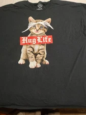 ODM Hug Life Kitten Black  T Shirt  Size 4XL Cotton Y2K Unisex