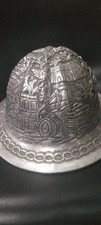 Vintage Old Aluminum Engraved Full Brim Hard Hat