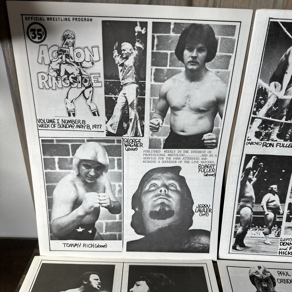 Lote de 4 programas de lucha libre Action Ringside Memphis 1977 Vol 1 #6-9 Foto 4 de 4