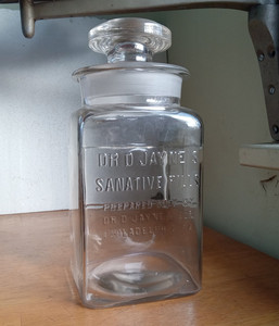 DR.D.JAYNES SANATIVE PILLS 1890s HAND BLOWN GLASS APOTHECARY STORE DISPLAY JAR