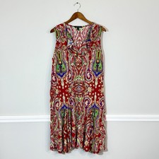 LAUREN RALPH LAUREN Womens Red Paisley Print Dress Womans Sz 2X Ruffle Hem