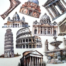 Italy  Travel Cardstock Stickers Junk Journals Collage Scrapbooking