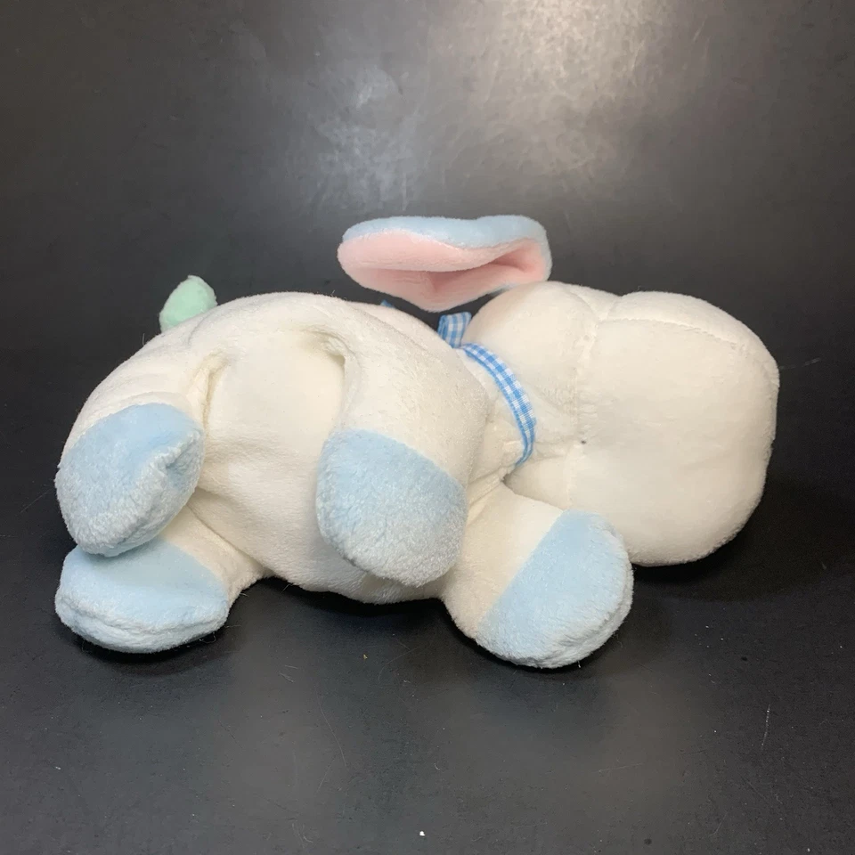 Soft Dreams Difícil de Encontrar Lovey Seguridad Peluche Pastel Cachorro Perro Azul Blanco Rosa Arco a Cuadros Foto 3 de 4