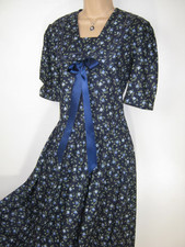LAURA ASHLEY Vintage Forget-Me-Not Floral English Seaside Sailor Summer Dress,14