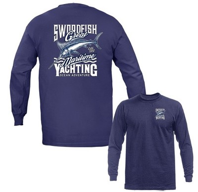 Vintage Swordfish Maritime Yachting Outdoor Sports Fishing Long Sleeve T-Shirt