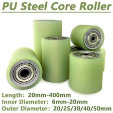 PU Steel Core Roller With Two Bearing Guiding Wheel Flat Belt Idler OD 20mm-50mm