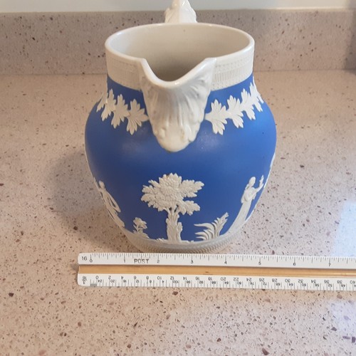 Copeland Made in England Blue & White Jasperware Pitcher ~ 6.5" Tall - Picture 10 of 10