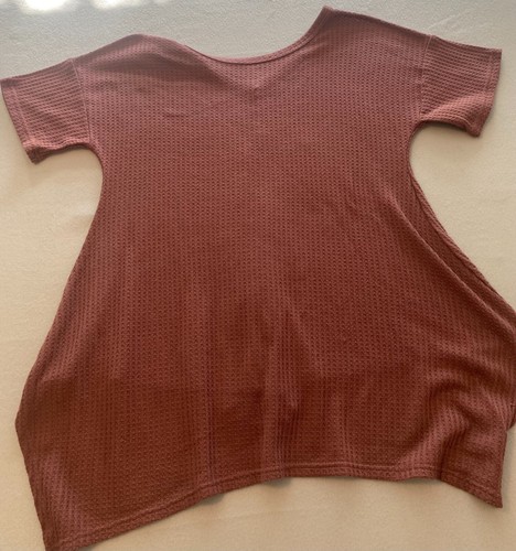 Camicetta shein top donna marrone medio scollo a V manica corta alto orlo basso pullover - Foto 2 di 8
