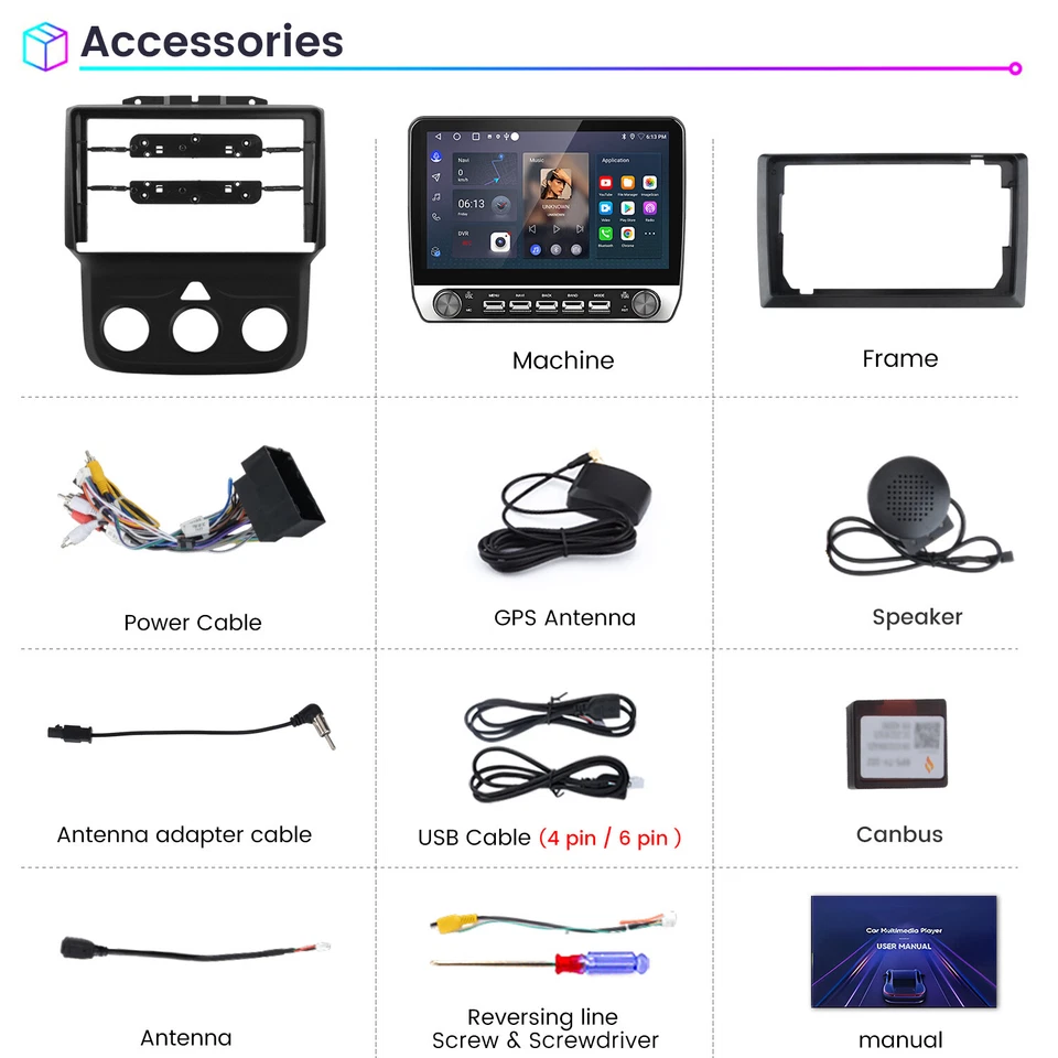 10.1" Carplay Android 14  For 2013-2018 RAM 1500 2500 3500 Car Stereo Radio GPS - Image 3 of 4