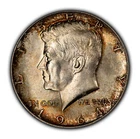 1964 50c Kennedy Half Dollar - Colorful Accent Toning - SKU-H3360