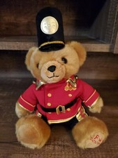 FAO SCHWARZ Toy Soldier Bear Uniform Red Tall Black Hat 9" Plush