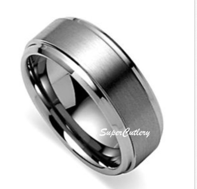  White Tungsten Flat Women Band Men Wedding Band with Brushed Surface 6mm 
