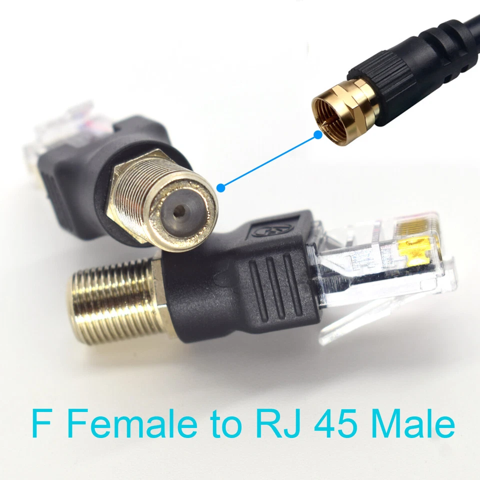 50x F Type RF Female to RJ45 Male Coaxial Barrel Coupler Adapter Connector Black - Image 4 of 4