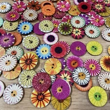 200pcs Wood Wooden Art Buttons Mixed Color DIY Sewing Crafts 15mm/20mm/25mm