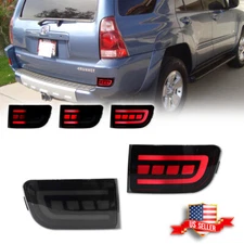 2x Smoked Full Red LED Rear Bumper Reflector Lights For 2003-2005 Toyota 4Runner