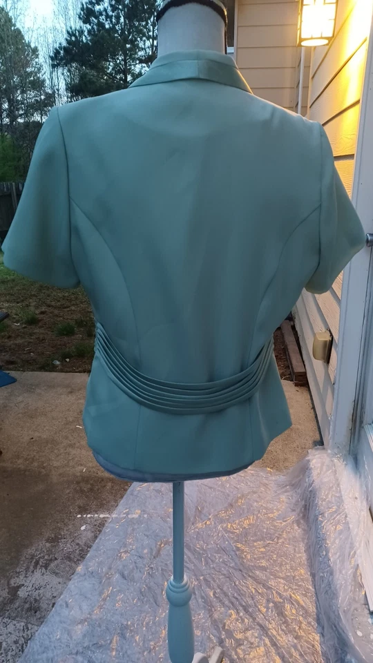 Vestido Chaqueta Mosaico De Colección Años 90 2 Piezas Formal Columna Detalle Militar Verde Salvia Talla 10 Foto 2 de 4