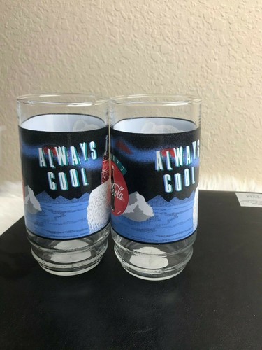 Christmas COCA-COLA Polar Bear Glass 1995 Indiana Glass Always Cool Polar Bear 2 - Picture 3 of 5