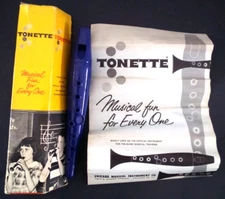 VTG 1960s SWANSON TONETTE RECORDER BLUE BAKELITE W/BOX & MUSIC OLD BLACK JOE w