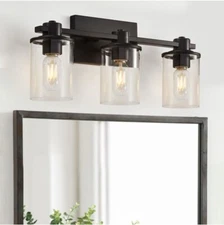 DUJAHMLAND Black Bathroom Vanity Light, 4-Light Bathroom Over Mirror 