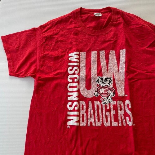 Wisconsin University Badgers T Shirt Mens Size L Red USA Sports Casual Style Fit - Bild 4 von 11