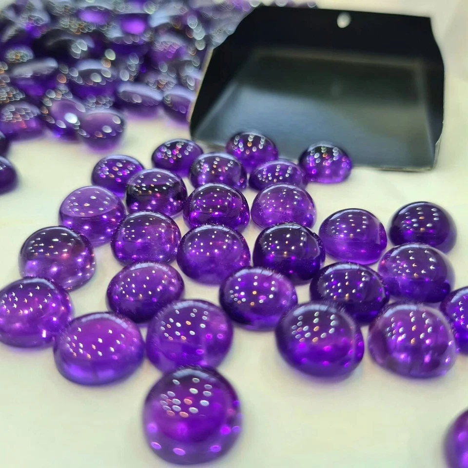 Lotes de piedras preciosas sueltas redondas cabujón 8x8 mm amatista púrpura natural AAA+ 100 quilates Foto 3 de 4