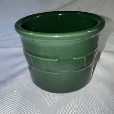 Longaberger Pottery Woven Traditions One Pint Crock Ivy Green Made in USA EUC