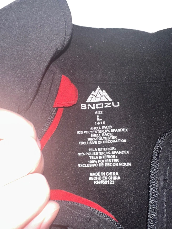 Snozu Boys Soft Shell Jacket Size Large 14/16 Black Red Full Zip READ - Image 3 of 4