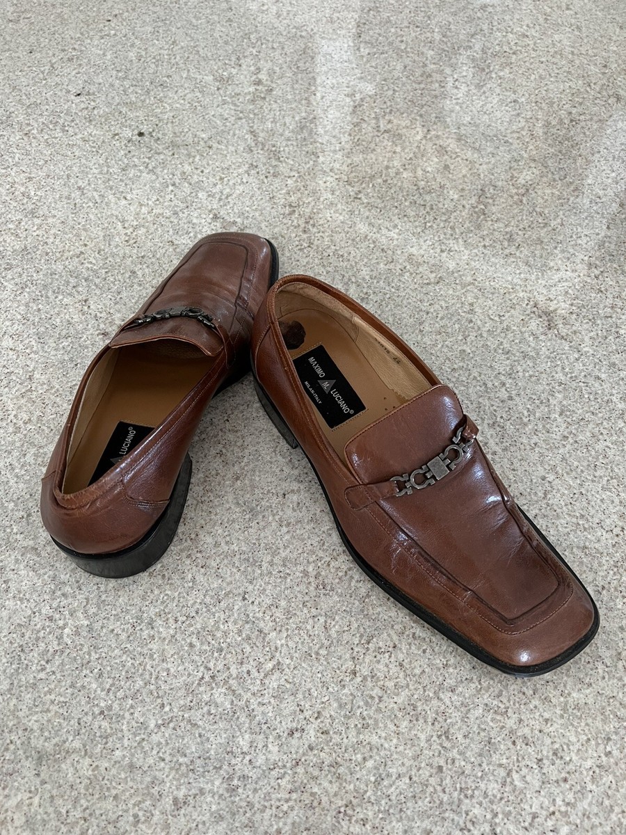 Men s Maximo Luciano Caramel Brown Leather Loafers (44)