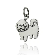 Small Maltese Dog Charm 925 Sterling Silver Flat Detailed Pet Lover Animal Gift