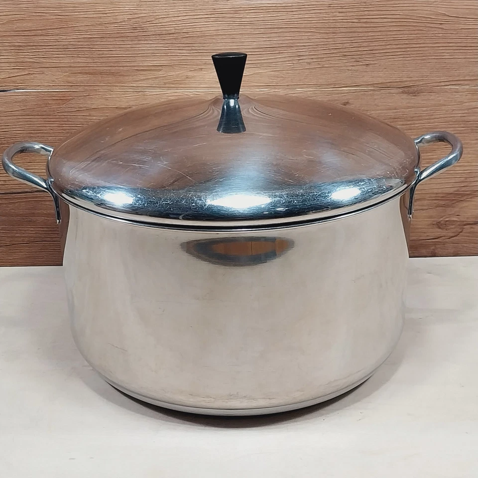 Juego de ollas vintage Farberware revestidas de aluminio de acero inoxidable de 12 cuartos y 8 cuartos de galón EE. UU. Foto 4 de 4