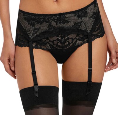 Fantasie Bronte Strapsgürtel Schwarz Gr. XS 8 10 Spitze Strumpfband 2069 Neu