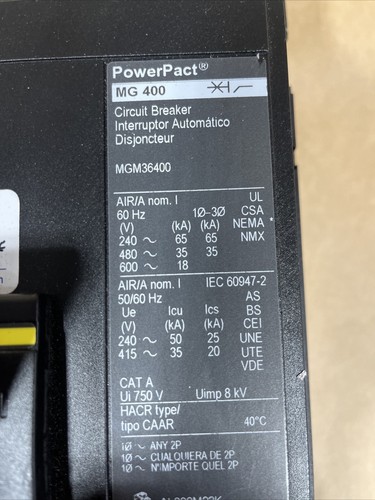 Square D Breaker MGM36400 - Picture 2 of 5
