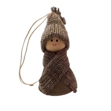 LARSSONS TRA Sweden GRAY Wooden Christmas TOMTE BOY 3" Doll Ornament New