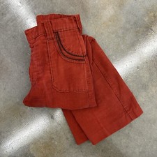 Vintage 1970s Kids Two Pocket Orange Corduroy Pants Distressed 22 X 26&rdquo;