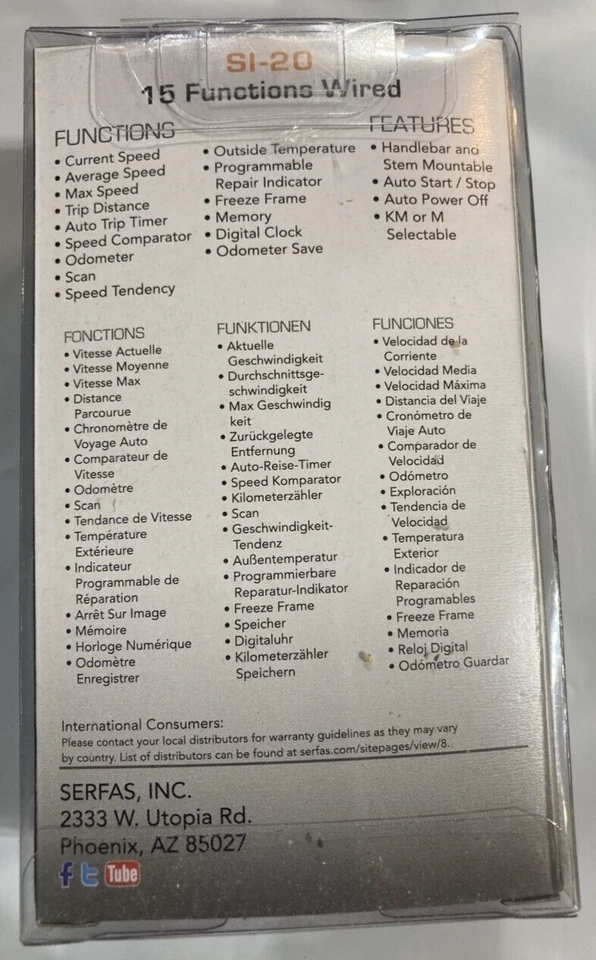 Cycling Computer Bike SI-20 15 Functions Wired Simple Install & Use Slim Design - Image 2 of 4