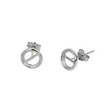 Ear Studs Earrings Settings with Round Bezel Mounting in Sterling Silver