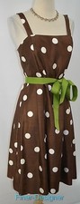 Jessica Howard Polka Dot silky Dress fit and flare knee dress bow belt SZ 6 NEW