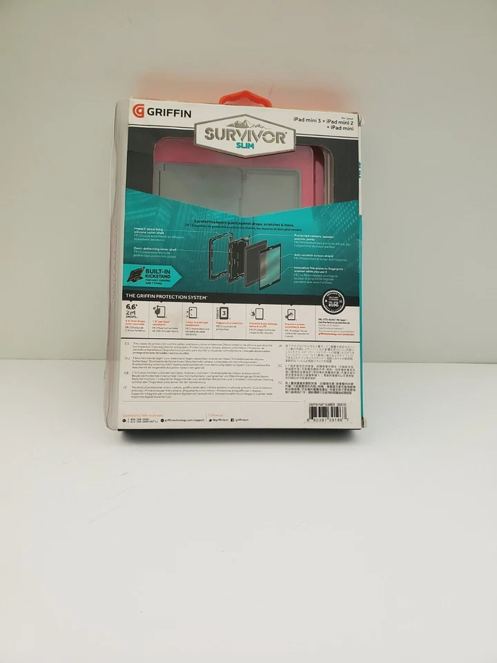 Griffin Survivor Slim Protective Case for iPad Mini 1,2,3 Gray & Pink - Image 2 of 4