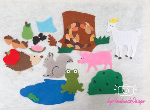 Apple Trouble Felt Story/hedgehog Flannel Board/Animal/Circle Time/Preschool/ECE - Afbeelding 1 van 9