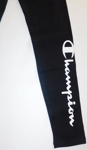 Champion Girl's Leggings Black SIZE S-7/8 Cotton Polyester Full Length Logo NEW - Picture 2 of 7