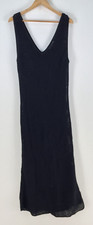 Aere knit maxi dress size 14 black sheer sleeveless Vneck stretch cotton 108333