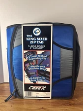 Case It King Sized Zip Tab 4” D-Ring Binder Zipper Shoulder Strap D-186 Storage