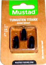 Mustad 1/4 Tungsten TitanX Worm Weights 1/4 Ounce-3 per pack