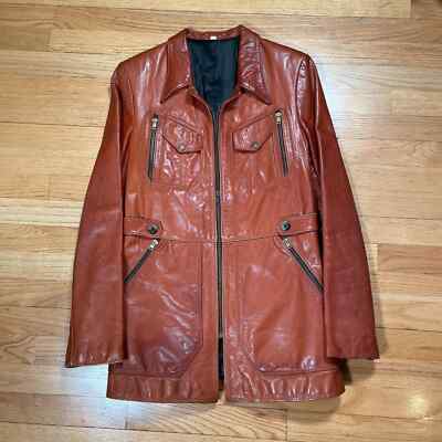 70S ビンテージ レザー JKT ポリス TALON ジップ Mくらい