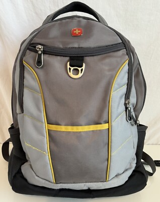 Swiss Gear Laptop Backpack Wenger Gray Adjustable School Hiking Full Zipper