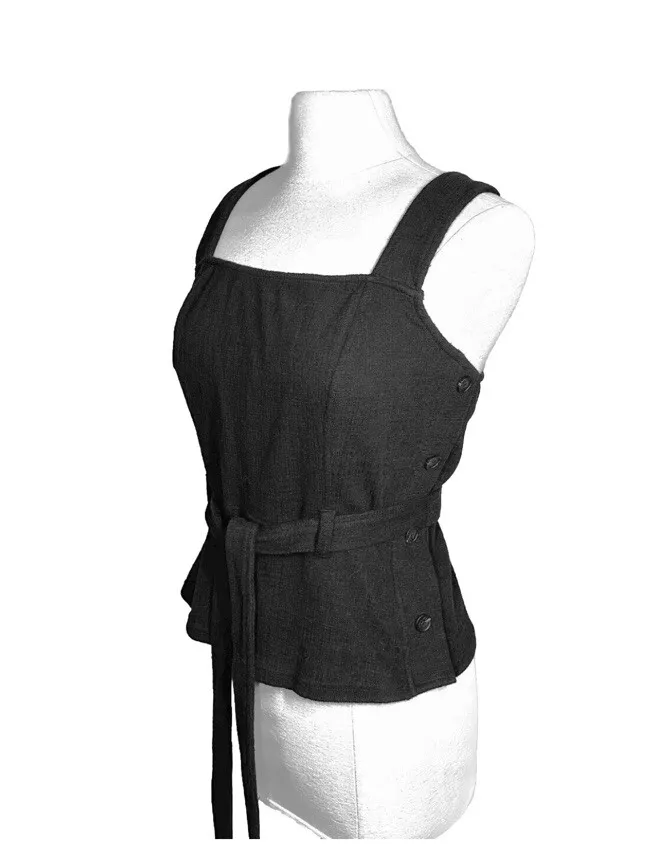 NWT Anthropologie Current Air Black Cross Back Peplum Tank Top