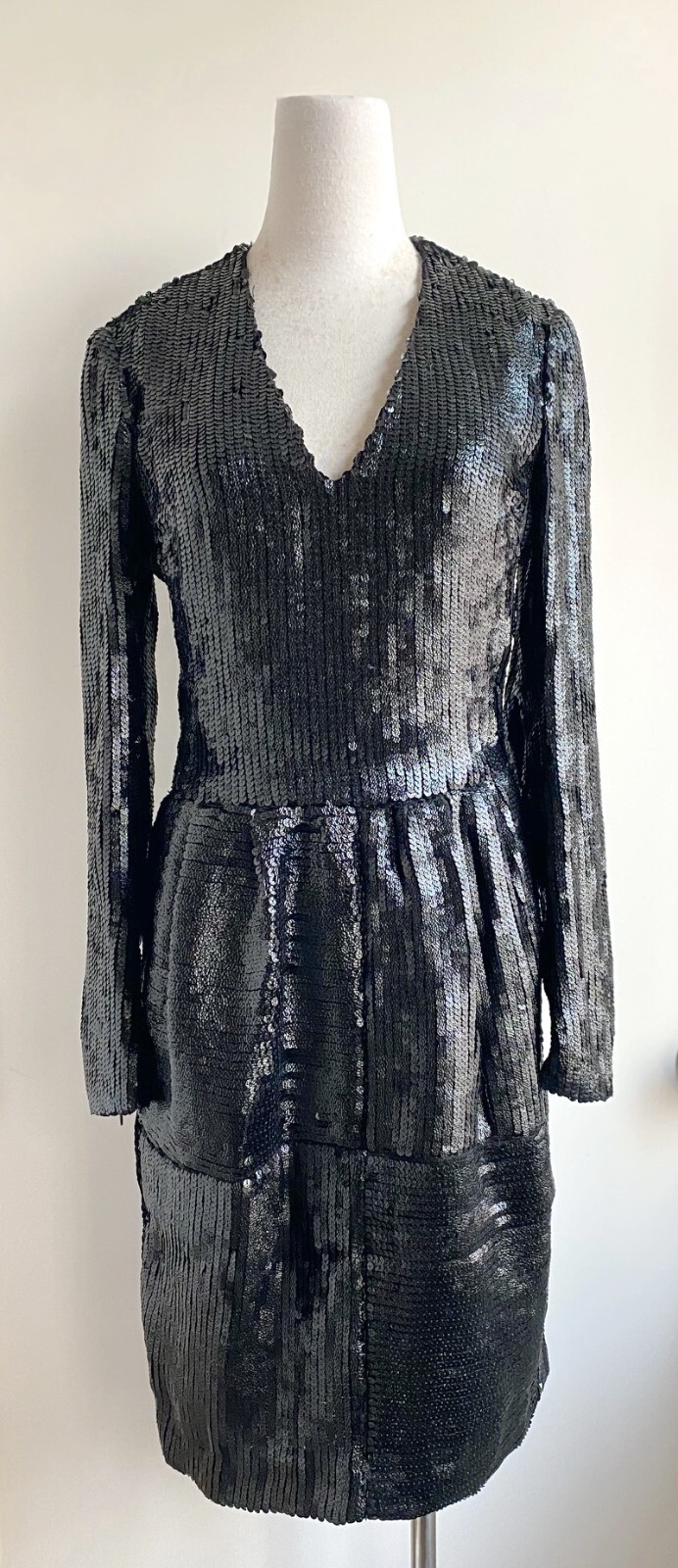 Abito YVES SAINT LAURENT YSL 2006 F W passerella nero paillettes di Stefano Pilati